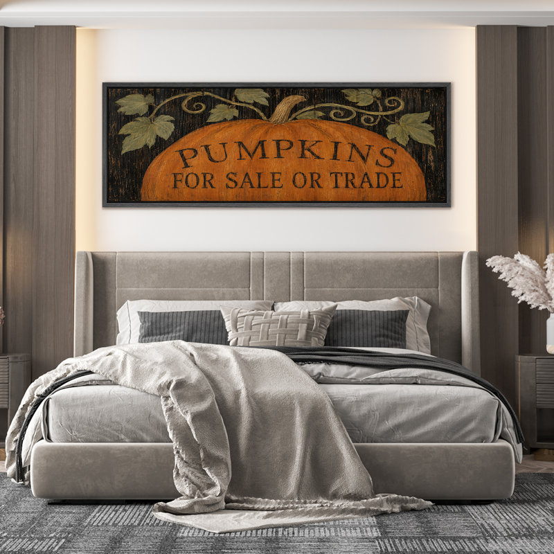Décoration murale rustique citrouille rustique à vendre ou à échanger - impression sur toile encadrée pour chambre principale