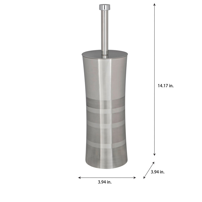 Stainless Steel Two-Tone Toilet Brush and Holder Set