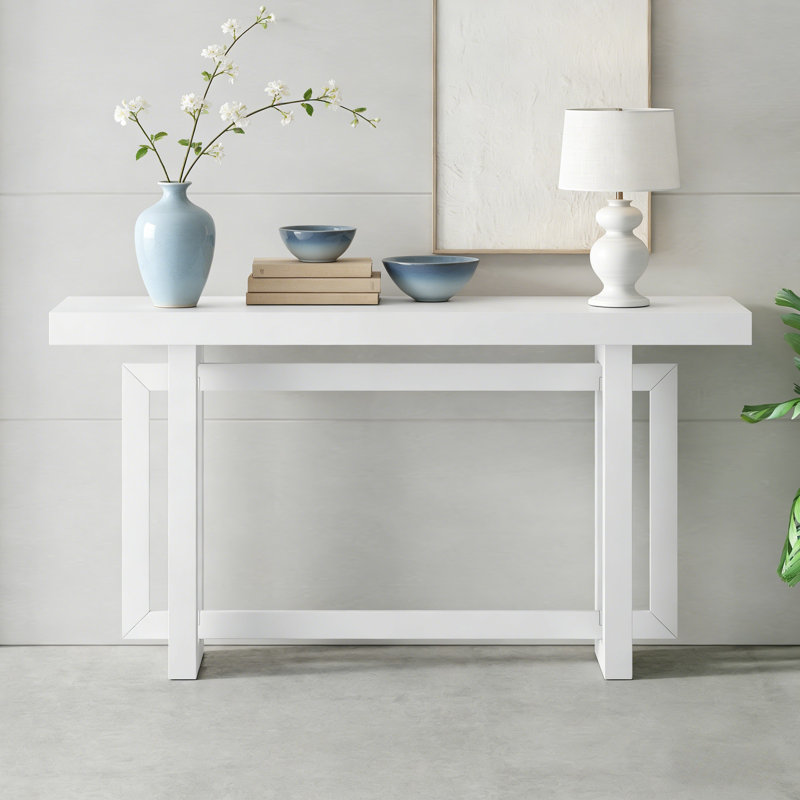 59.1''rectangle Design Console Table, White, White