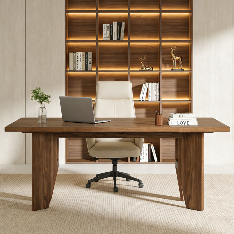 Bureau de direction 63 pouces, bureau d'ordinateur moderne en bois