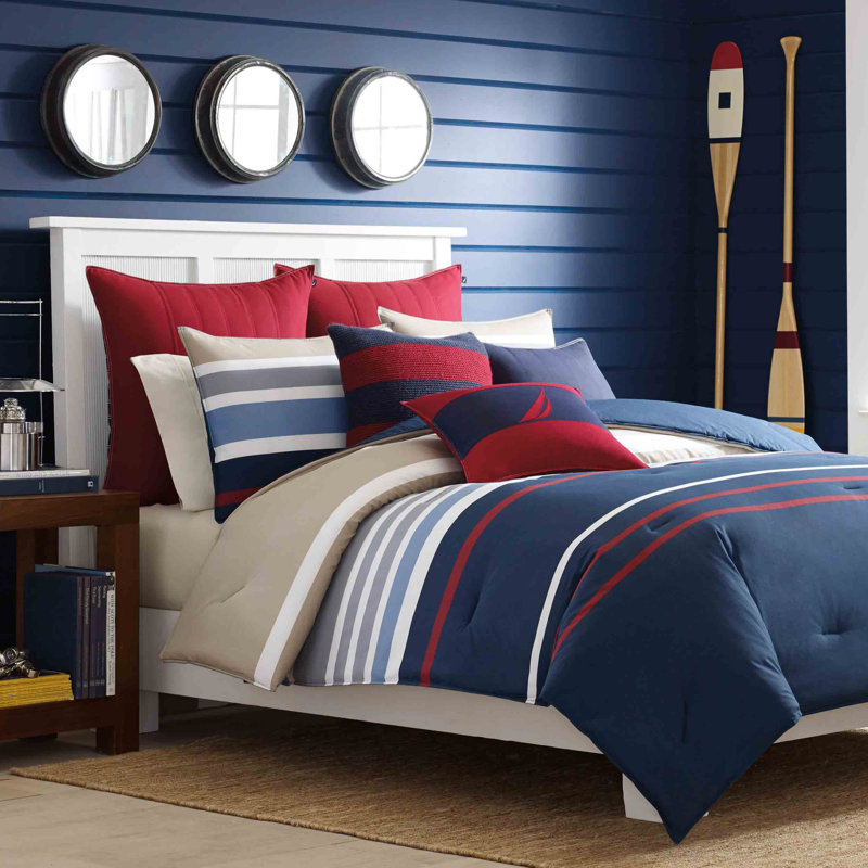 Nautica Bradford Cotton Navy Duvet Cover Set, King