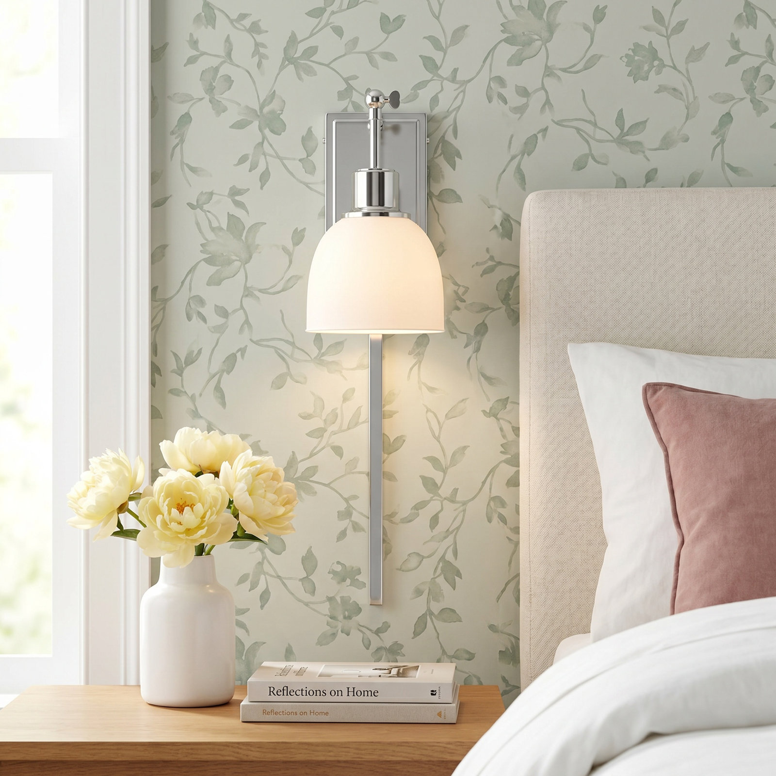 Single Light Dimmable Swing Arm Sconce, Chrome