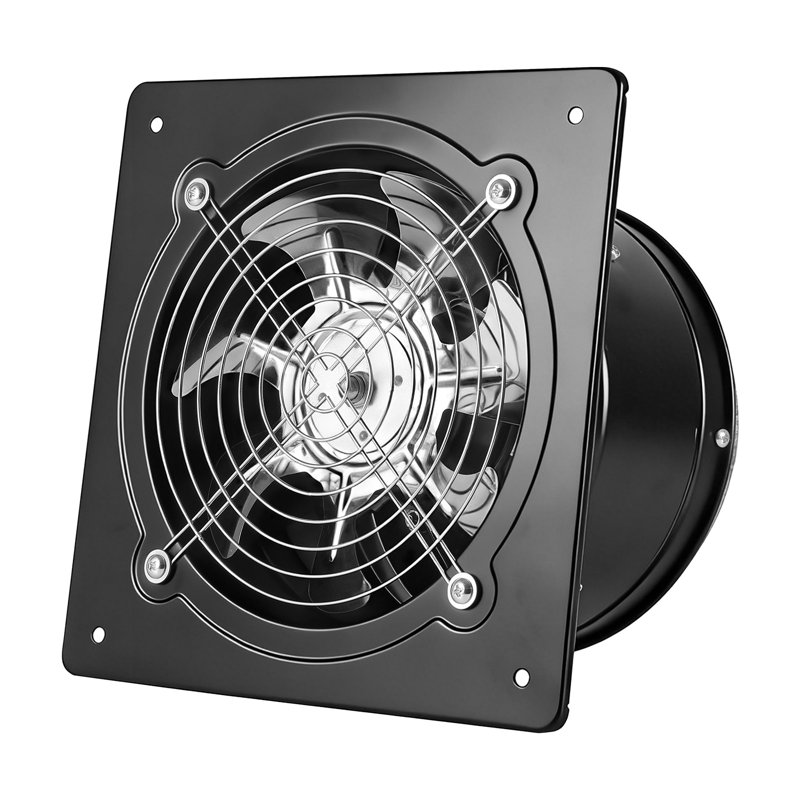 Ventilateur d'extraction 8 pouces, ventilateur mural 576 CFM à grande vitesse avec contrôle marche / arrêt, basse consommation, extracteur de ventilation portatif pour grenier, garage, sous-sol, atelier, cuisine, poulailler, noir