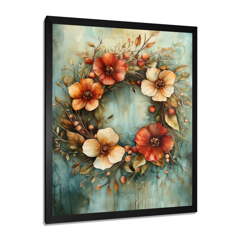Garner - Floral Canvas Art Print, Noir, H 20 po x l 12 po, Reproduction encadrée sans passe-partout