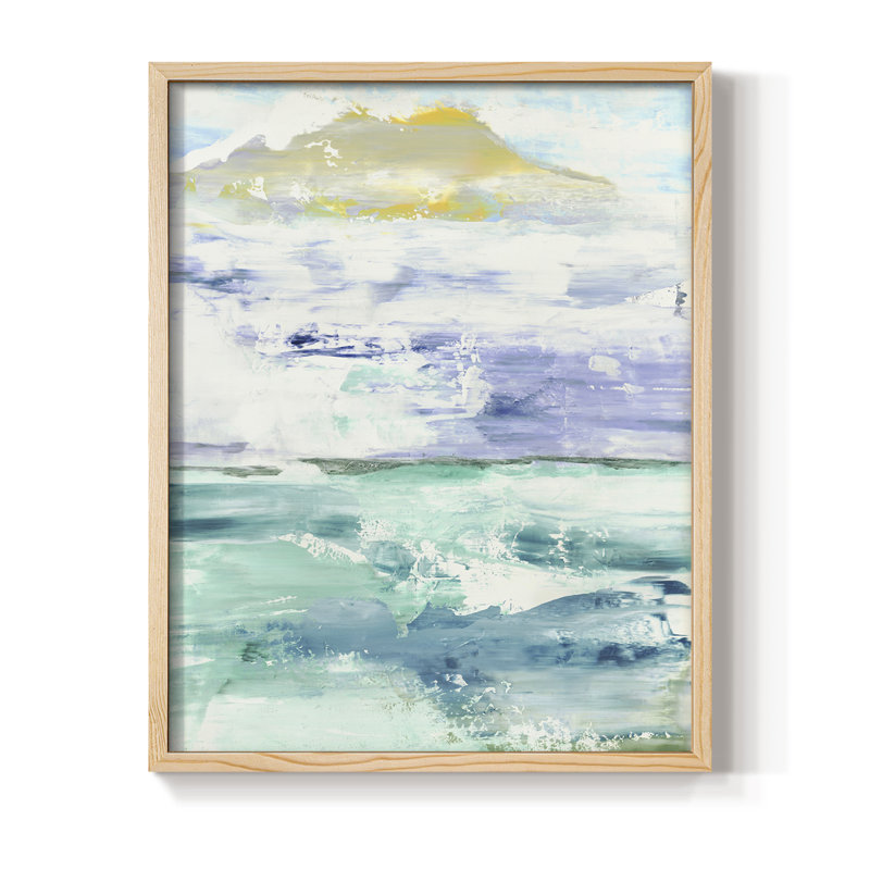 Reproduction encadrée fantaisie paysage marin - bois massif, Naturel, H 21 po x l 17 po