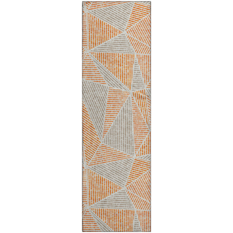 Tapis orange Cerrito lavable à la machine de qualité supérieure, Tapis de couloir 2 pi 3 po x 7 pi 6 po