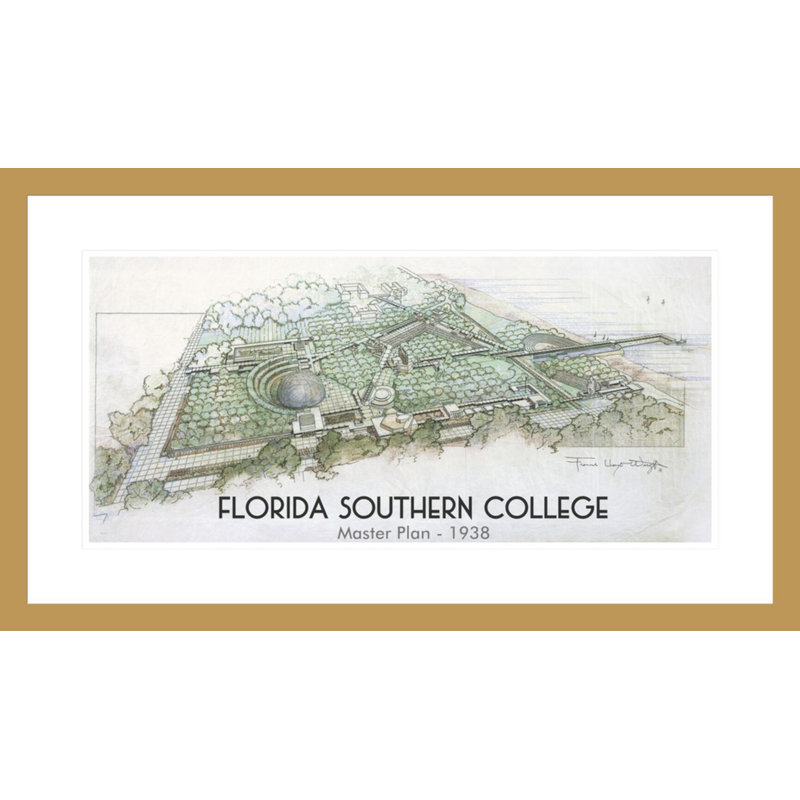 Plan directeur du Florida Southern College. «Lakeland Florida» par Frank Lloyd Wright - impression giclée encadrée