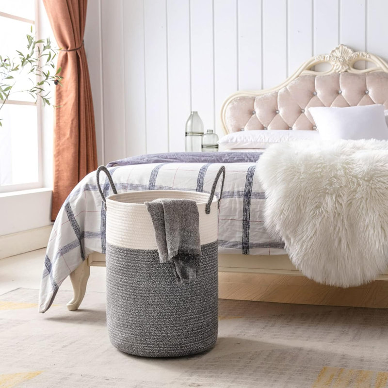 Fabric Laundry Hamper, Dark Grey