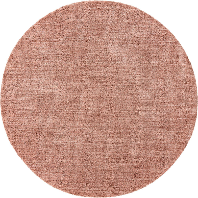 Tapis contemporain contemporain de couleur rose pamplemousse Axerpolis, Rond 3 pi 3 po