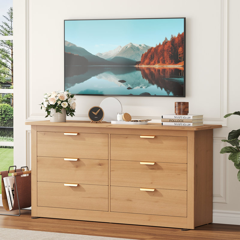 Commode 6 tiroirs l 59 po, Bois