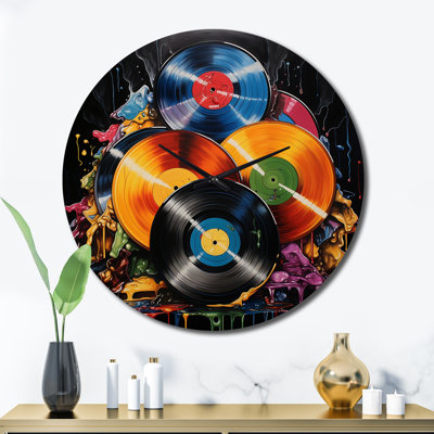 Colorful Vinyl Records Melodies I - Vinyl Records Wall Clock
