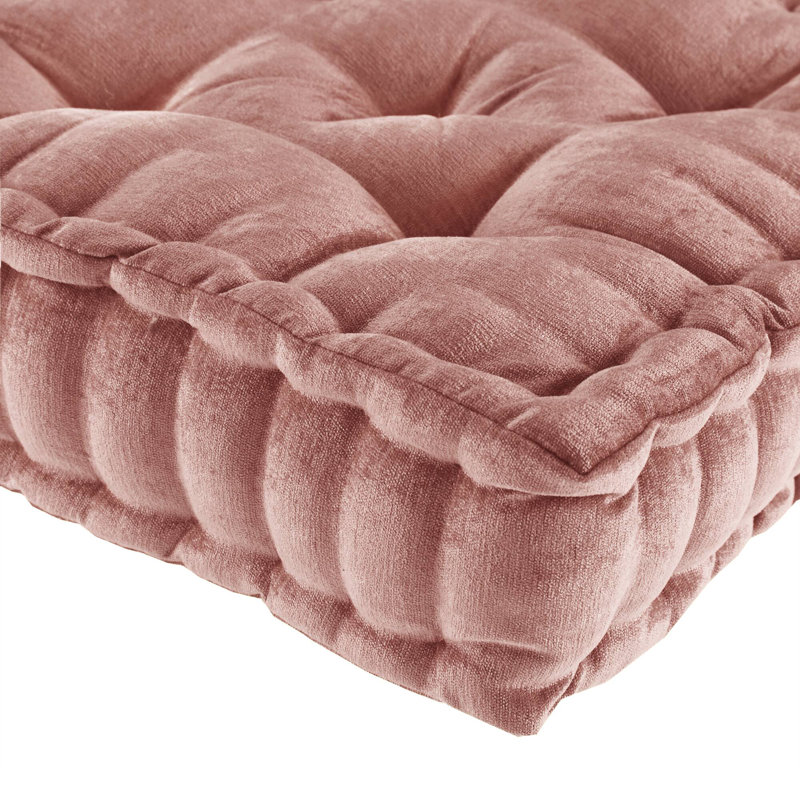 Coussin de sol carré 20 x 20 po A² Dusty Peach Poly Chenille, Pêche cendrée, Carré 20 po