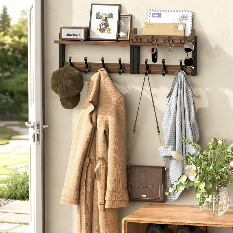 Simple Windbreaker Rack Wall Hanging, Brown/Black