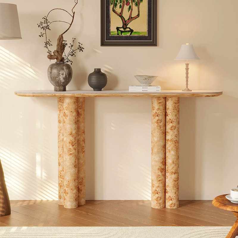 Console Mid-Century moderne en bois manufacturé Burlywood, 39.37