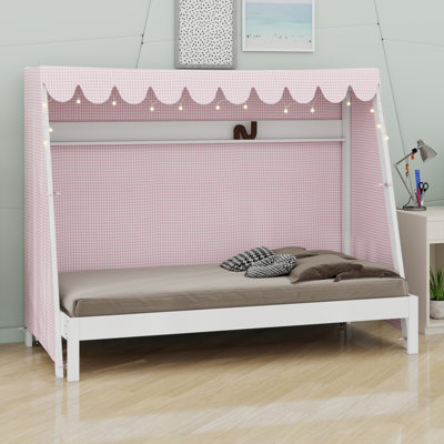 Lit maison avec lit gigogne, étagère, tente et mobilier de chambre à coucher multifonctionnel pour enfants