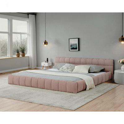 Structure de lit tapissier très grand californien avec tissu épais, lit plateforme grand format en chenille avec tête de lit et structure solide. Aucun sommier tapissier requis (90,5 po x 80,5 po x 31 po)