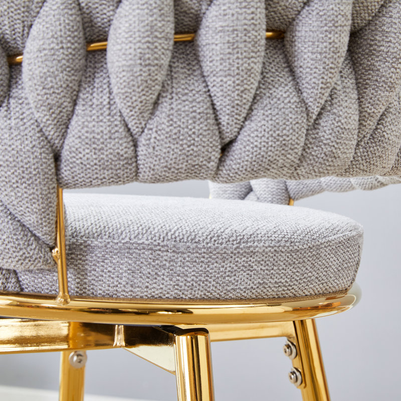 Two Sets Of Swivel Bar Stools With Breathable Cotton And Linen Soft Cushions, Electroplated Metal Frames Without Rust, Suitable For Restaurant And Bar Use, As Well As For Casual Seating In Living Room