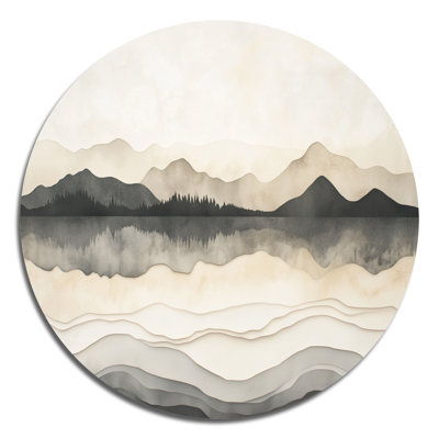 Mountain Horizon Peaceful Scenery With Peaks - Mountains Round Metal Wall Art
