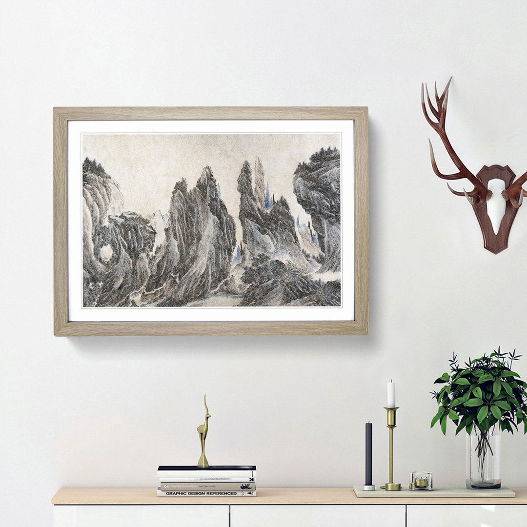 Mountain Landscape by Li Zai - Framed Print