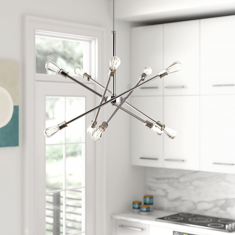Signorelli 10-Light Dimmable Modern Linear Chandelier, Polished Nickel