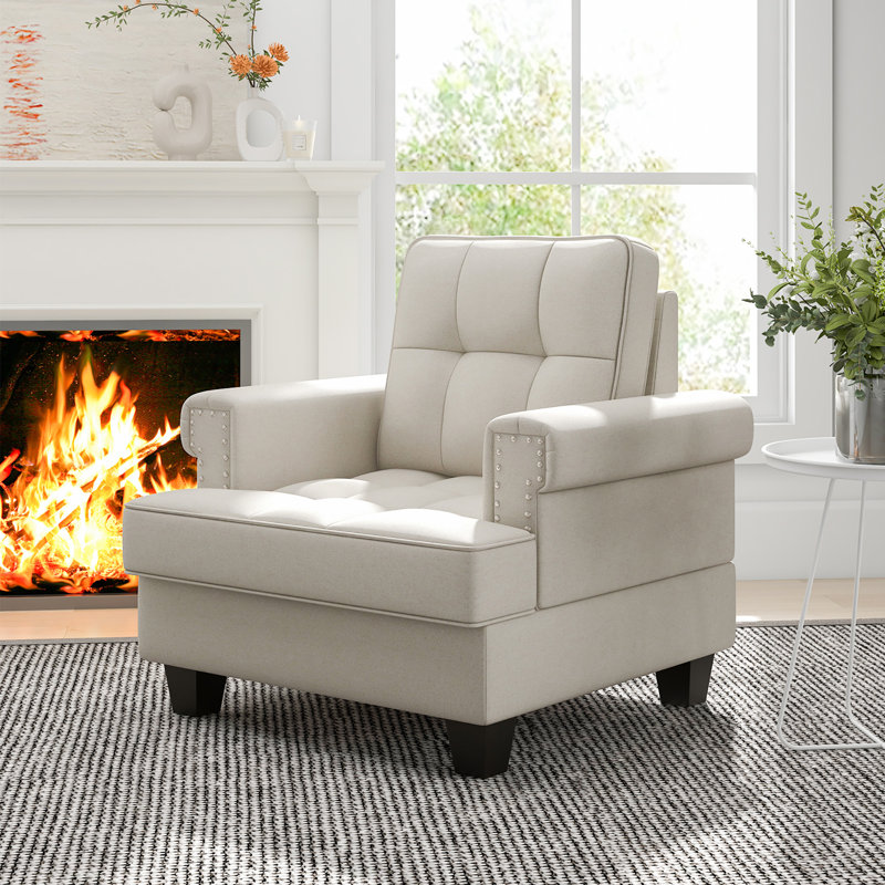 Fauteuil d'appoint Winston Porter, Tissu beige