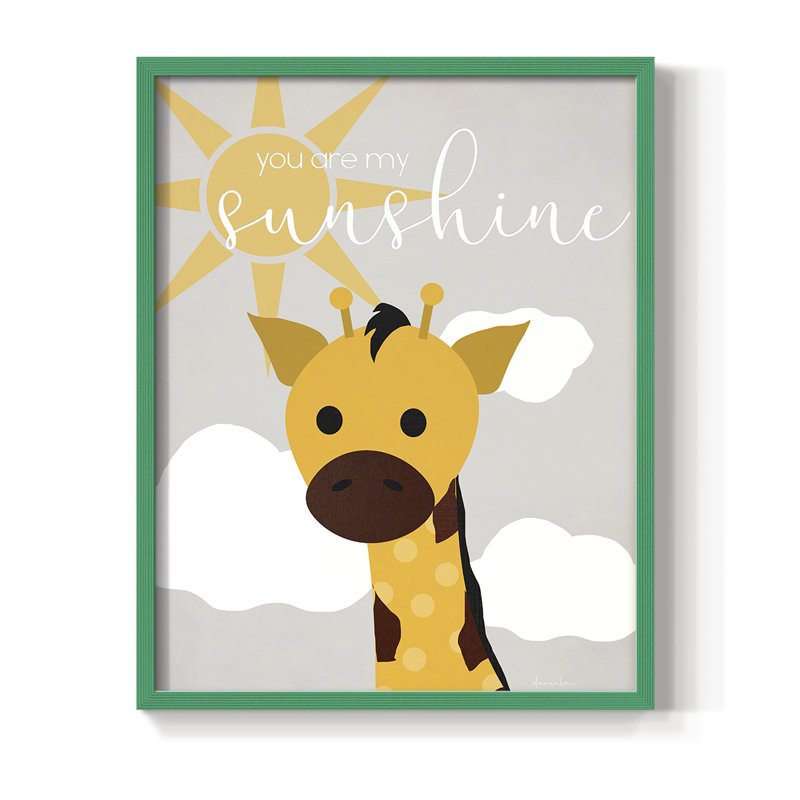 Sunshine Giraffe, reproduction encadrée - bois massif, Vert, H 30 po x l 24 po
