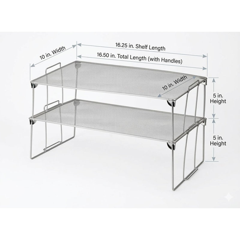 Étagère en acier inoxydable empilable, H 5 po x l 10 po x p 16,25 po