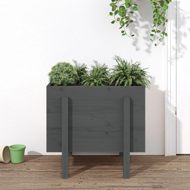 Meenakshi Wood Raised Garden Bed, Grey, Pine, 57cm H x 62cm W x 50cm D