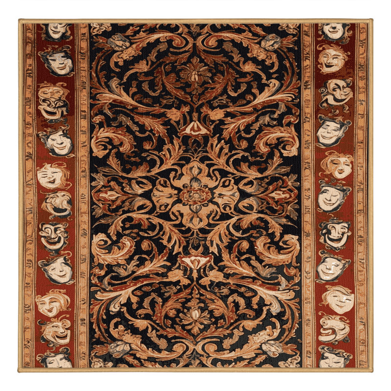 Tapis brun français lavable à la machine, Carré 4 pi