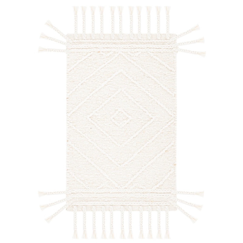 Tapis ivoire en coton / laine tissé à la main Baughman, Rectangle 2 pi x 3 pi