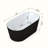 59" Acrylic Freestanding Bathtub, Black Exterior White Interior Striped, Overflow Cover & Pop-Up Drain-126086419