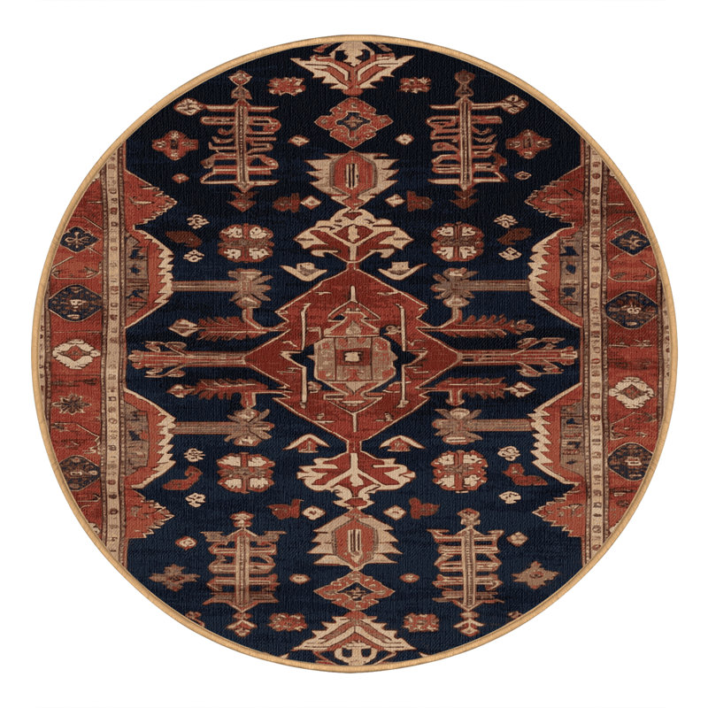 Tapis brun lavable à la machine, Rond 4 pi