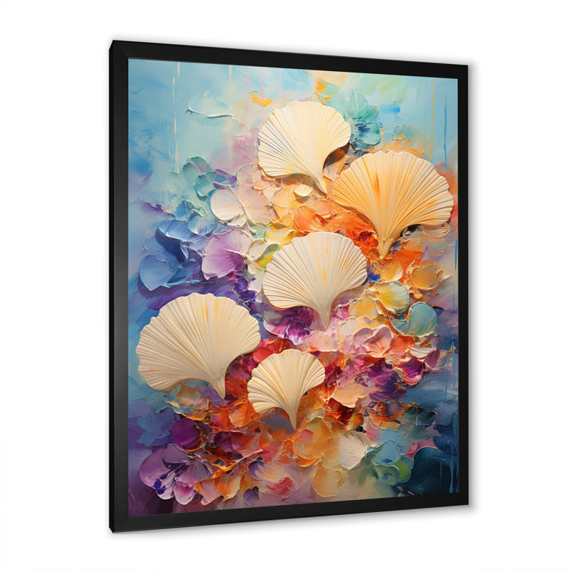 «Dedorah Abstract Ocean Seashell Collage», reproduction, H 40 po x l 30 po x P 1,5 po, Cadre photo noir