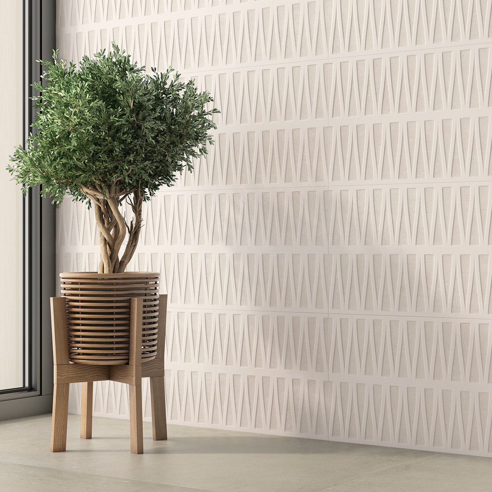 Vista Deco 12" x 35" Ceramic Wall Tile, Deco White