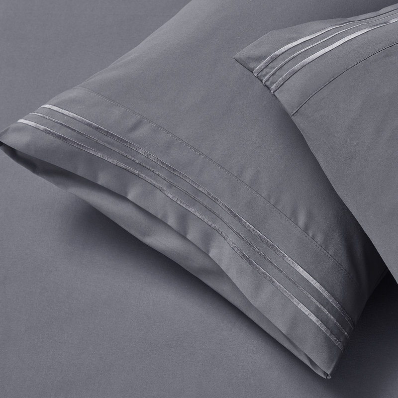 1800 Series Double-Brushed Microfiber Hypoallergenic Sheet Set, Charcoal Gray, Twin XL Sheet Set with 1 Pillowcase
