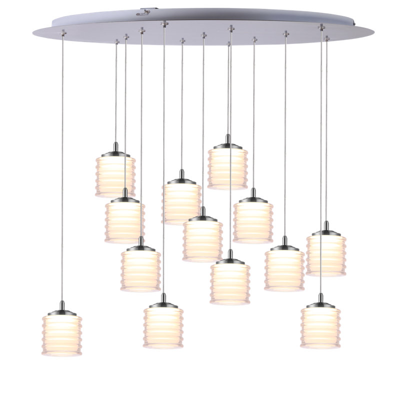 Luminaire suspendu cylindrique à DEL 13 lumières Boley, Nickel