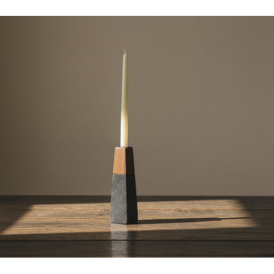 Porte-bougie effilé en marbre et en acacia 6 po