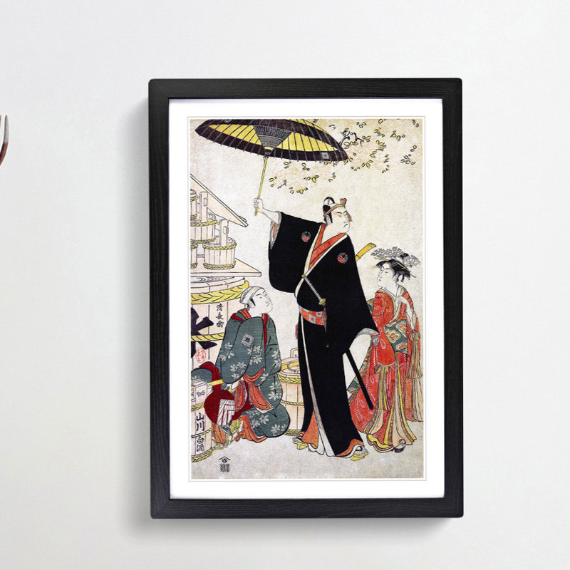 Ichikawa Yaozo III by Torii Kiyonaga - Picture Frame Painting Print, 48cm H x 36cm W x 2cm D, Black Framed