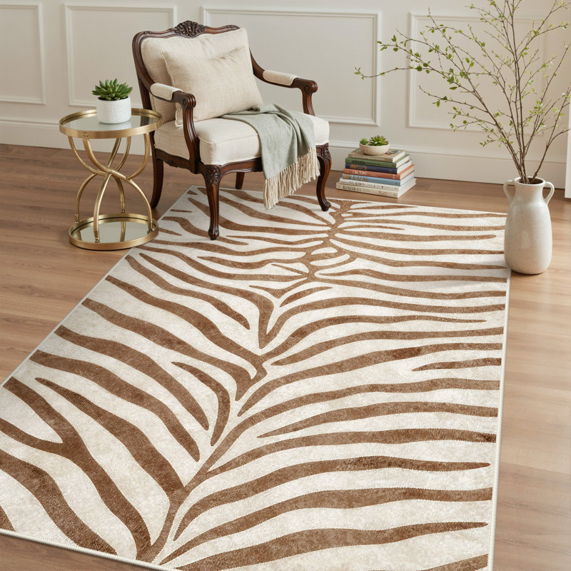 Tapis zébré Albertslund, Beige; café, Rectangle 6 pi x 9 pi