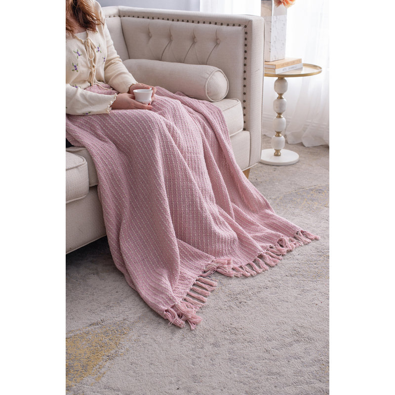 Jeté 50x60 "en coton avec pampilles, paquet de 2, Rose