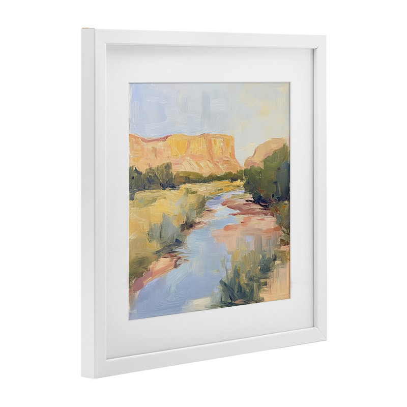 «Painted Plateau River Reflection», reproduction encadrée sous verre, par Petal Prints Design, 13 x 13