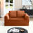 63" Corduroy Upholstered Sleeper Sofa, Convertible Compression Couch Bed With 2 Pillows - No Assembly Required-123034476-128842264