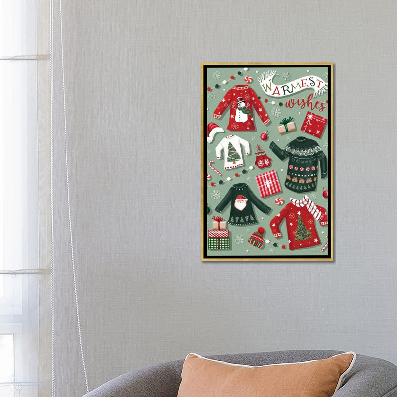 «Warmest Wishes Pulls», reproduction d'art mural, Impression encadrée sans passe-partout, H 26 po x l 18 po, Doré