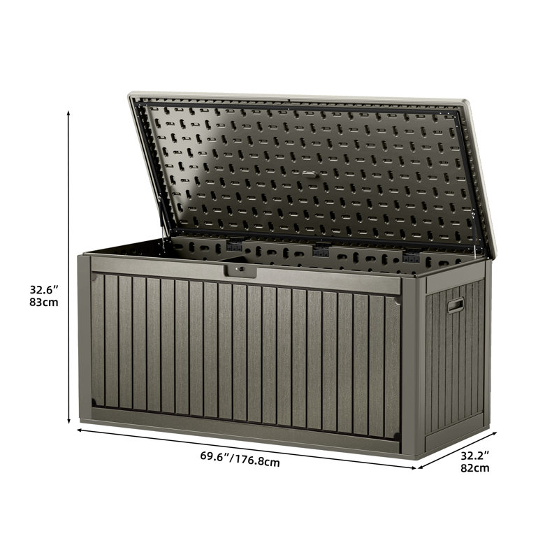 260 Gallon Resin Outdoor Deck Box, Gray