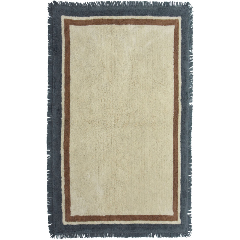 Adna Solid Colour Cotton Hand Woven Area Rug, Rectangle 200 x 290cm