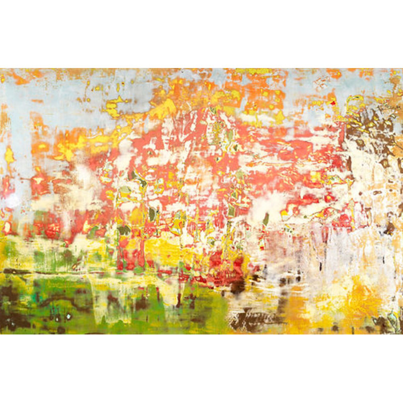 Field Of Begonias Painting, White Framed
