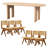 Solid Wood Top Double Pedestal Dining Set-125883518-125883522