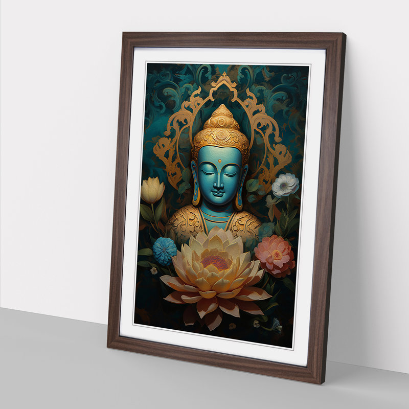 Buddha Victorian Art - Framed Print, 64cm H x 46cm W x 2cm D, Walnut Framed