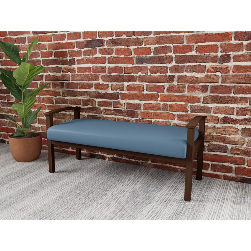 Banc en bois massif Amherst, Noyer Riftwood, Open House Quarry - bleu