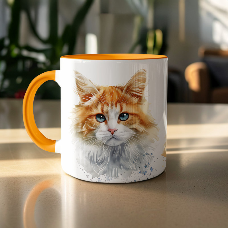 Ceramic Coffee Mug, Orange, 4